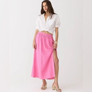 J. Crew Women's Side-slit soft gauze maxi skirt, Bubblegum Pink, Size: XL